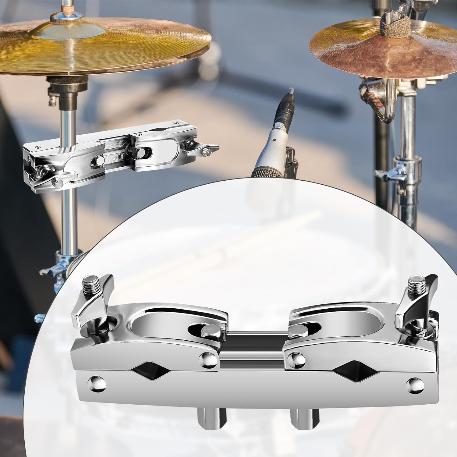 Heavy-Duty Cymbal Stand Multi-Clamp Drum Clamp Adjustable Quick Release Mount