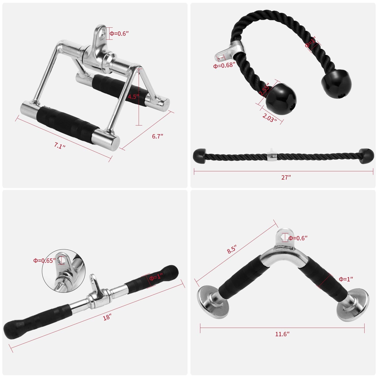 Tricep Press Down Cable Machine Attachment, Body Building, LAT Pulldown Attac...