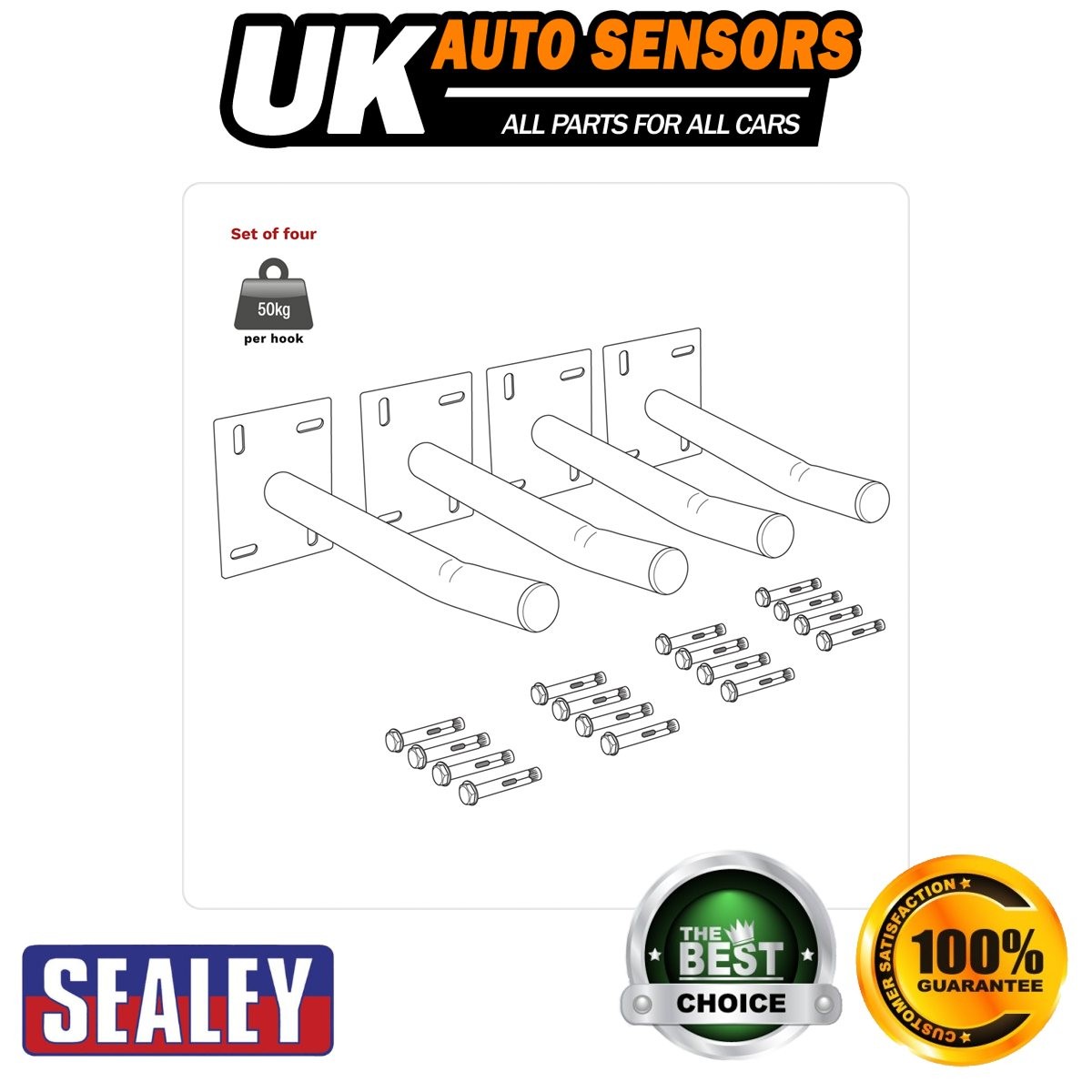Sealey Wall Mounting Storage Hooks Set of 4 APWH