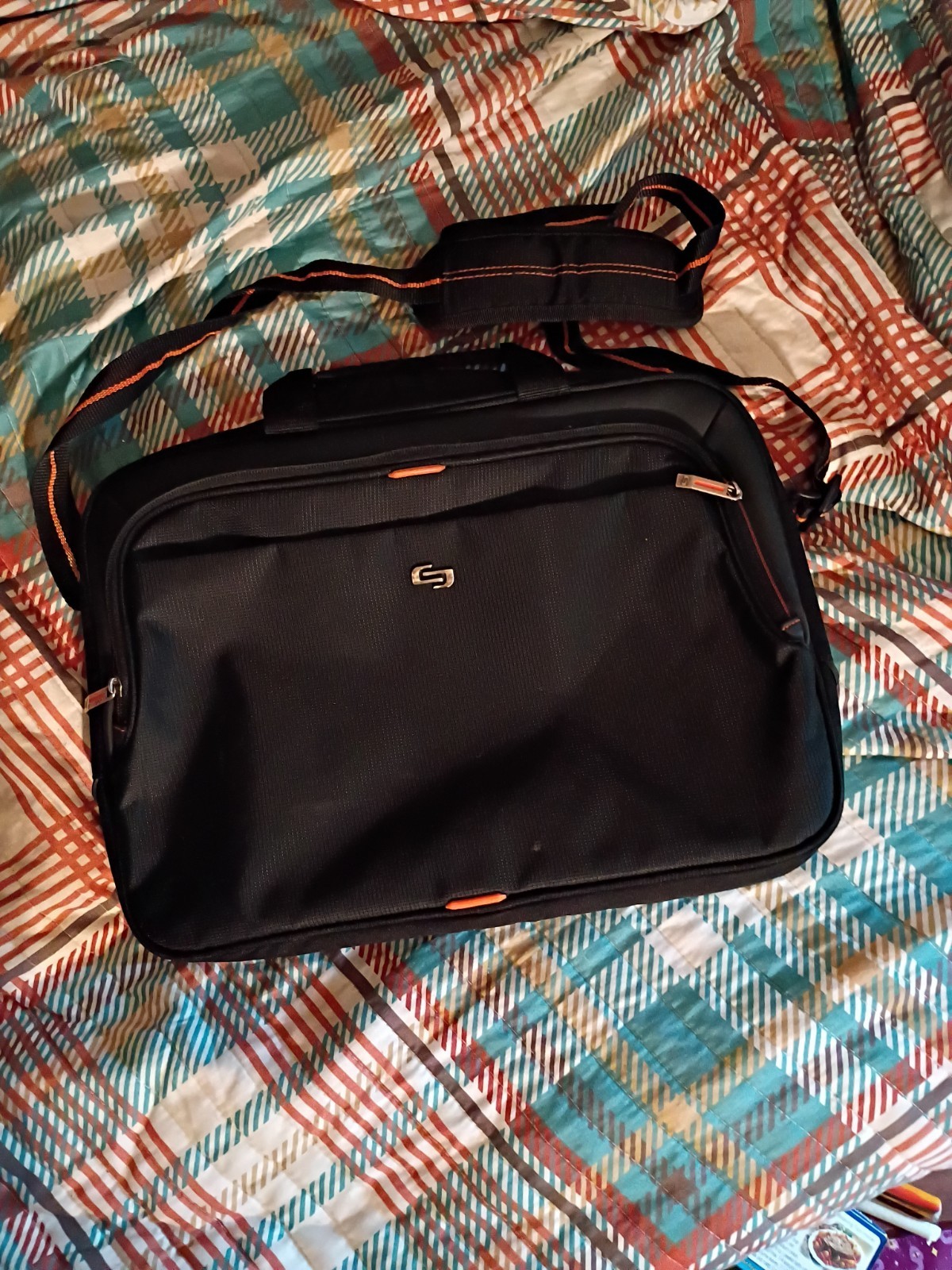 Solo Black and Orange Padded Shoulder Messenger Bag for 15" Laptop