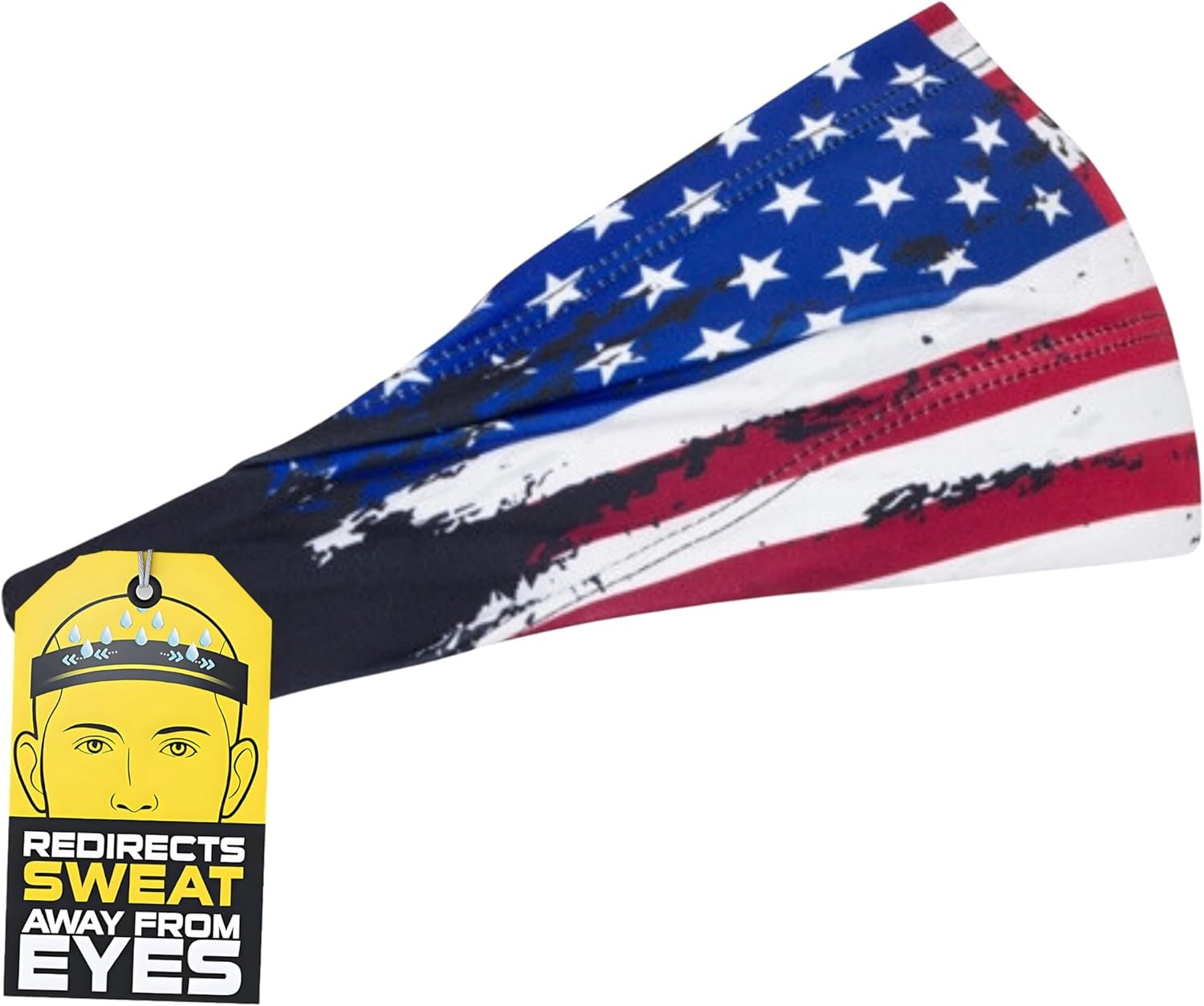 Halo Headband BANDIT 4" Wide Pullover Sweatband - USA FLAG  - Made in the USA