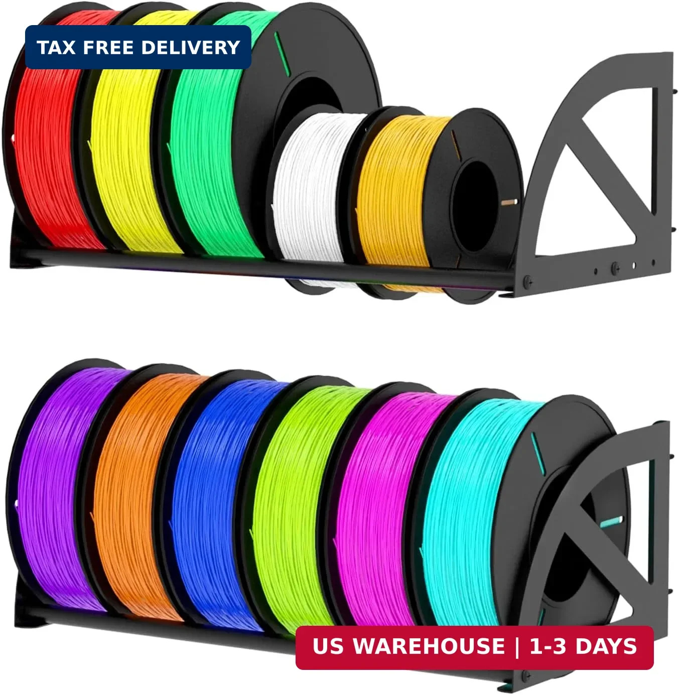 Demao 3D Printer Filament Rack, 2 Pack Wall-Mounted Filament Holder for 3D Print