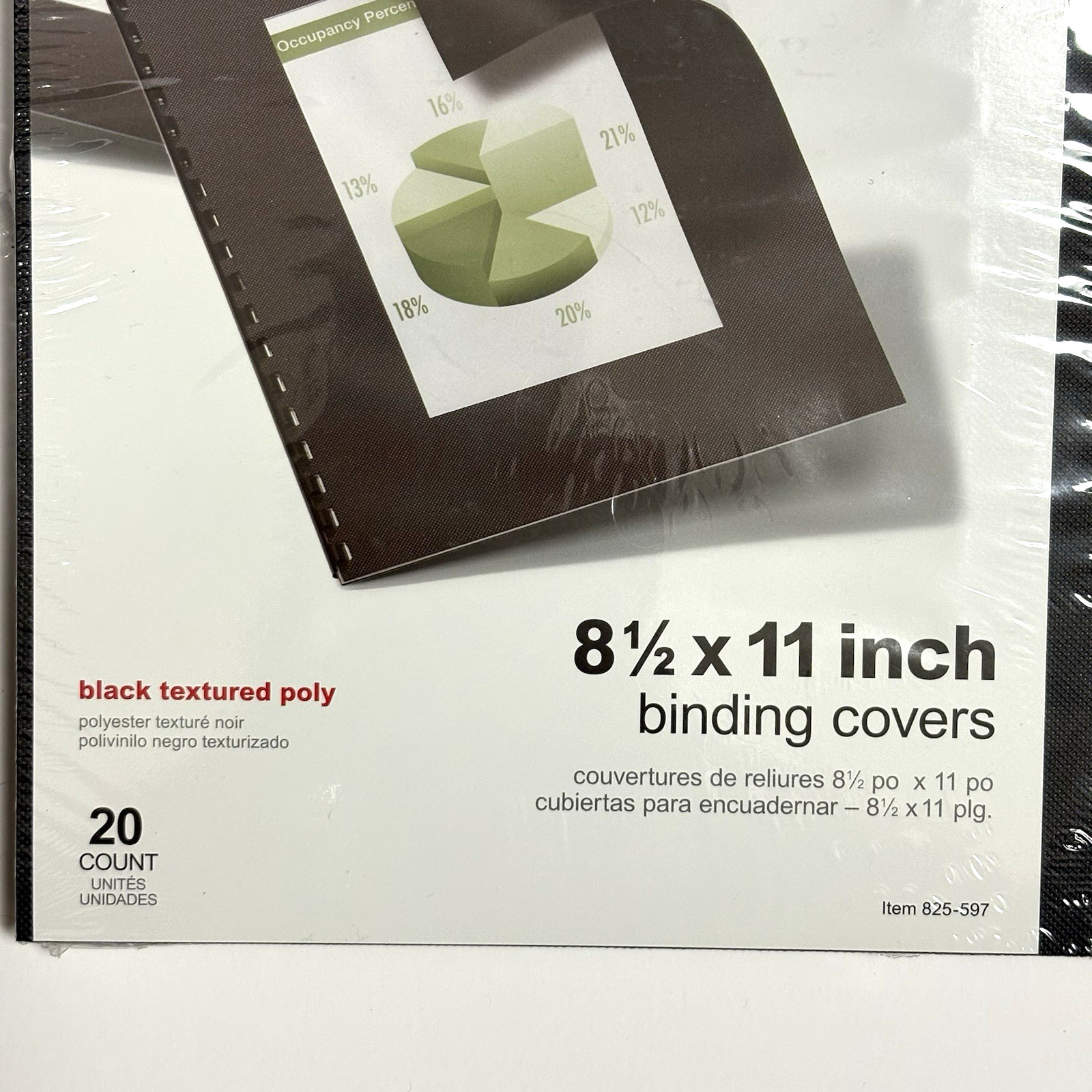 Office Depot Designer Textured Binding Covers, 8.5in. x 11in., Black, Pack of 20