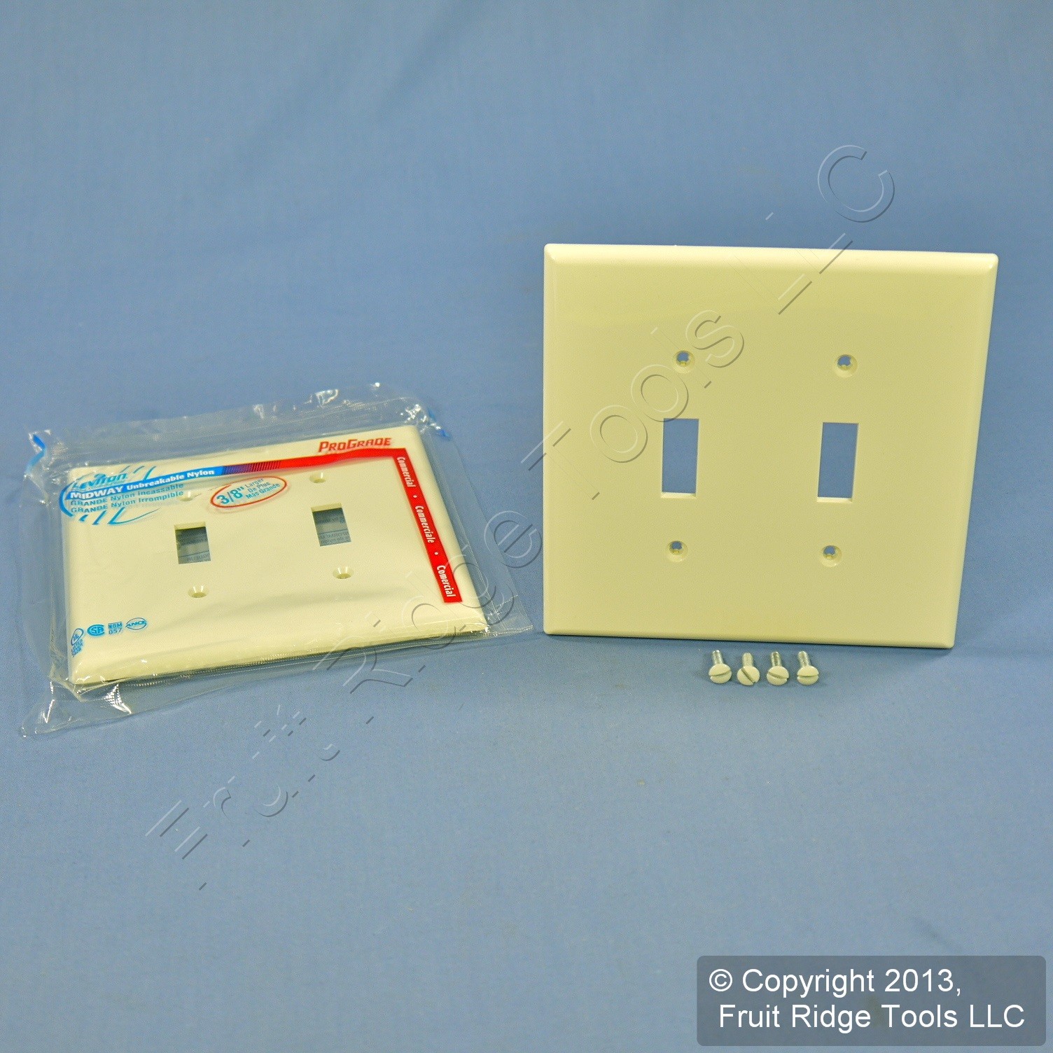 Leviton PJ2-A Almond 2-Gang Toggle Unbreakable Nylon Midway Wallplate Cover 2pcs