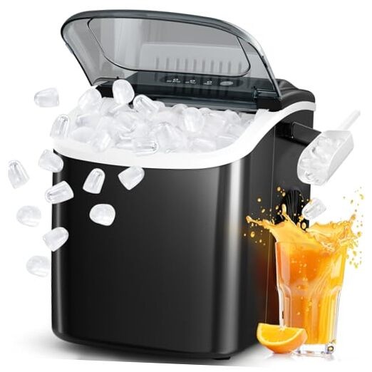 Ice Maker Countertop, Portable Ice Machine with Carry 26Lbs/24H 1 Black