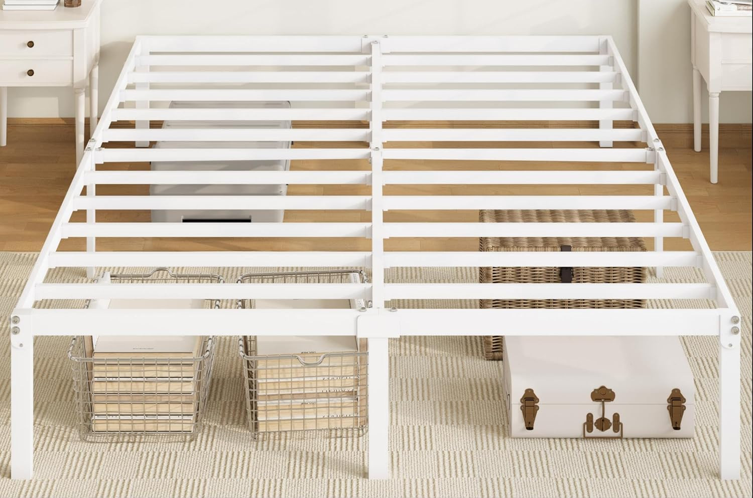 Full Size Bed Frame, 14 inch Metal Platform Beds with Storage Space, No Box Spri