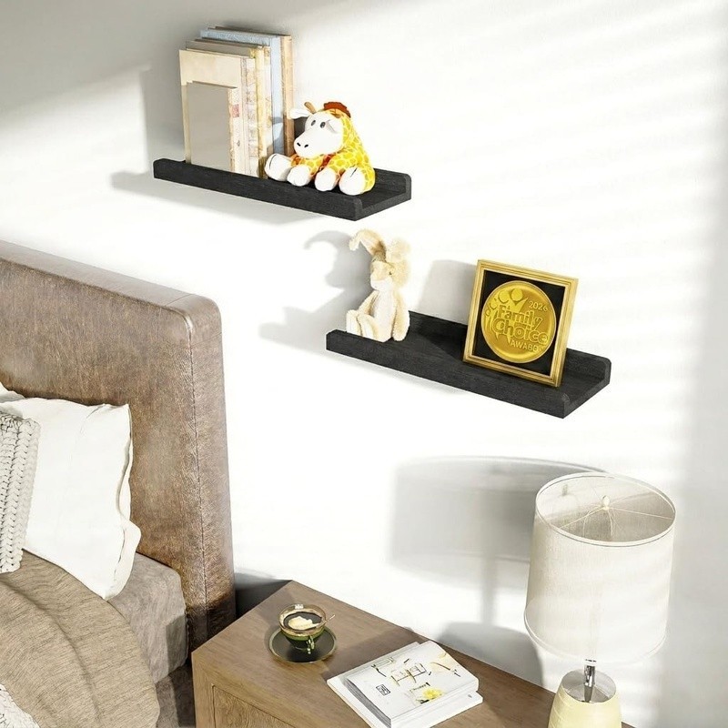 Rustic Wood Floating Shelves Wall Mount Display Storage Easy Install Home Decor