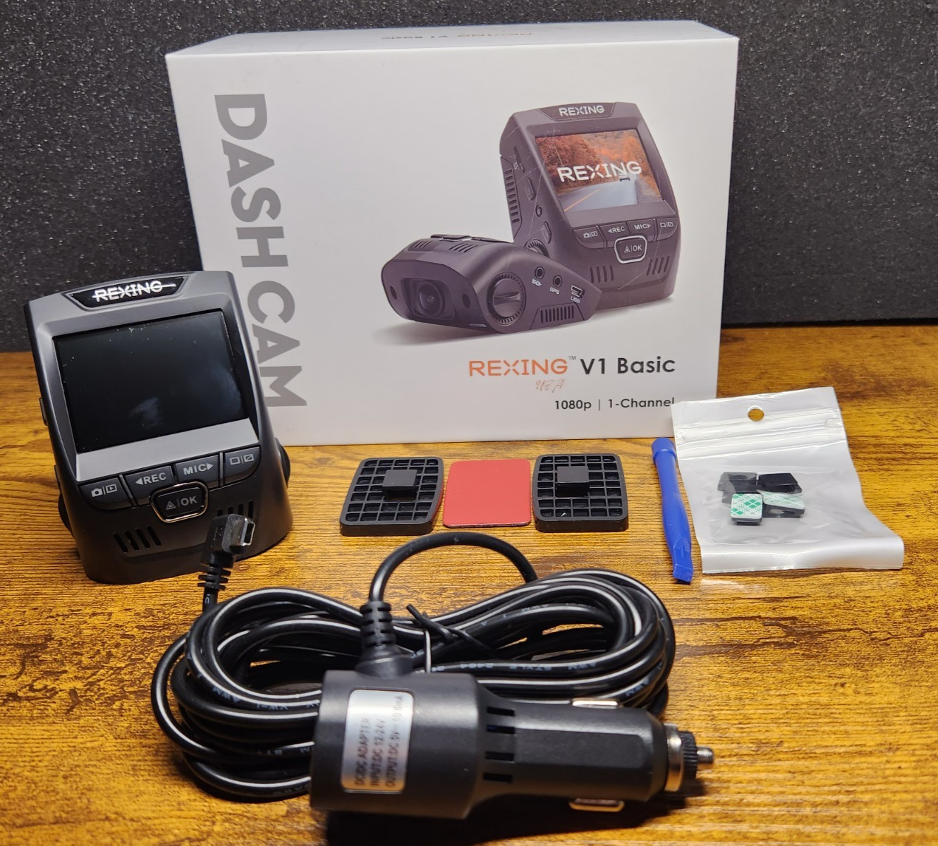 Rexing V1 Basic Dash Cam 1080p Car DVR Night Vision Open Box Tested Working