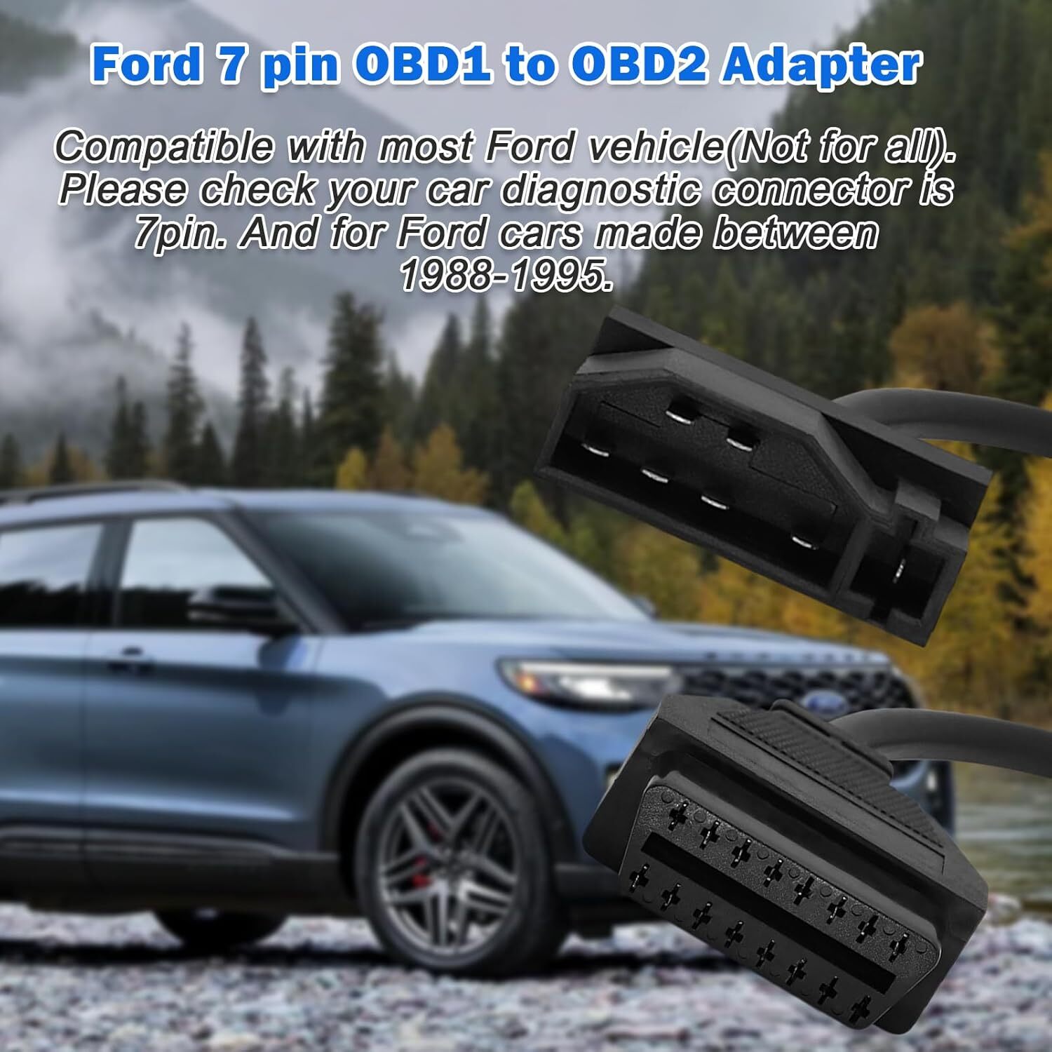 For Ford Engine Repair Tool 7 Pin OBD1 to OBD2 Cable Adapter Code Reader Scanner