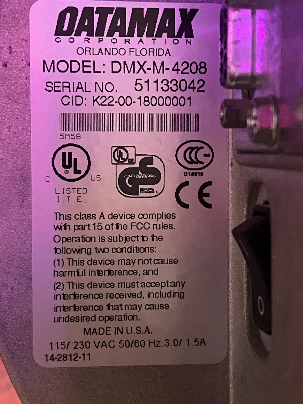 Datamax M-Class Mark 2 DMX-M-4206 *Tested* & Working USB& Parallel Connection