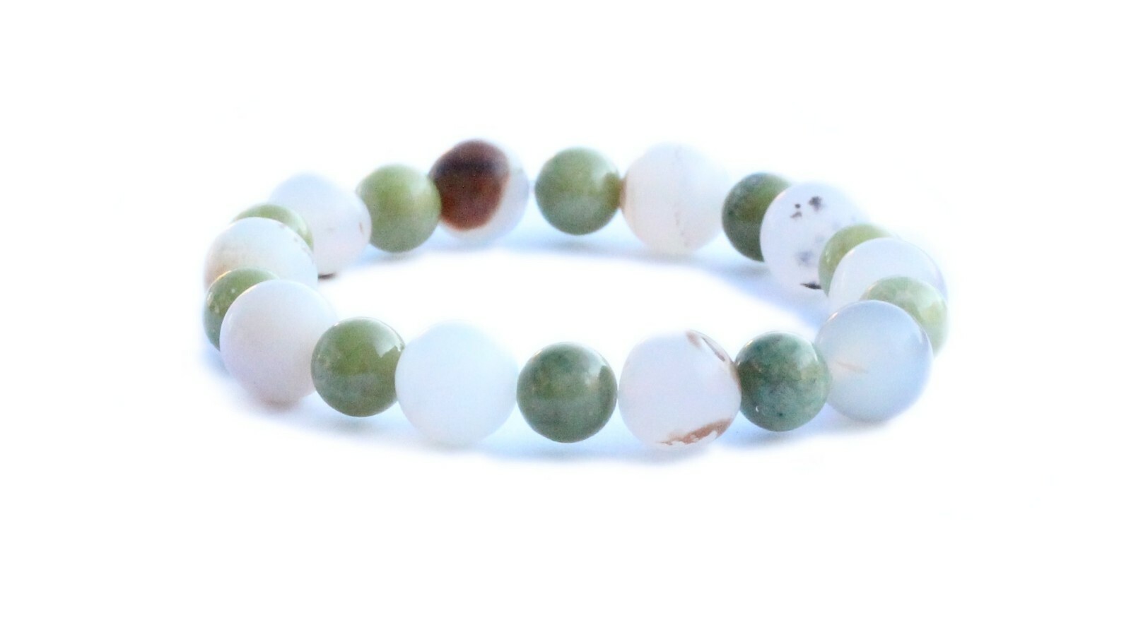 Empath Protection Bracelet, Marine Chalcedony & Green Jade For Positivity