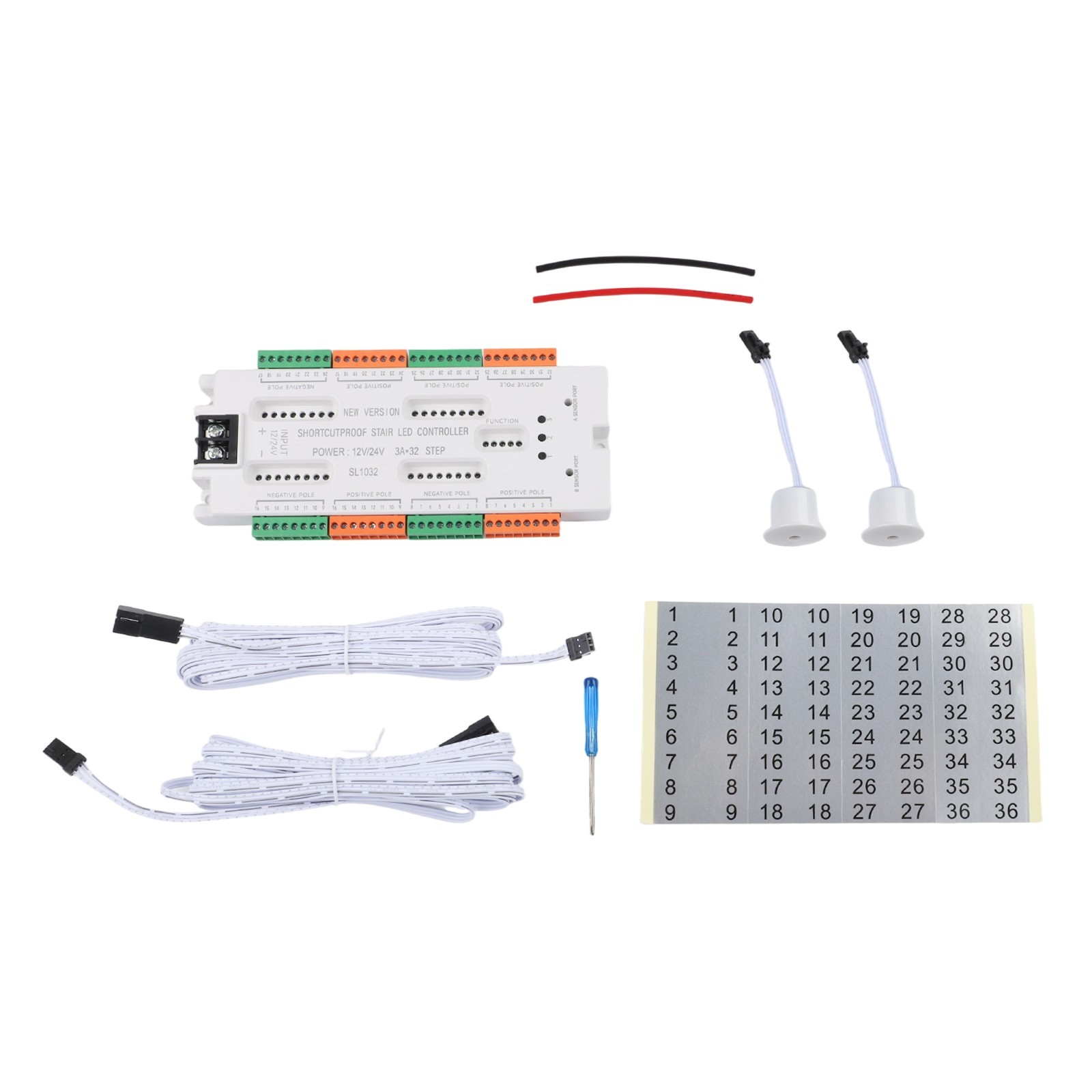 Stair LED Controller 32 Channels UL1032 with Dual AB Sensor Wiring Guide