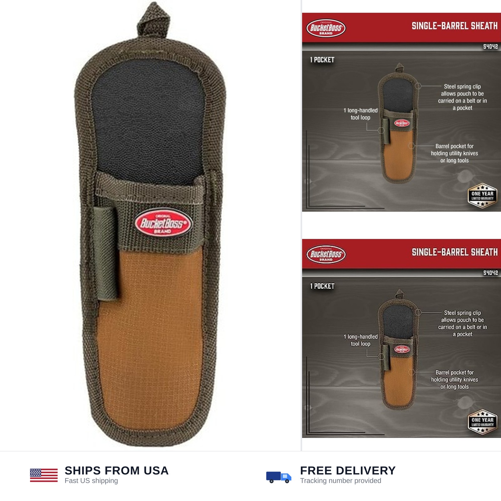 Bucket Boss Single-Barrel Sheath in Brown, 54042