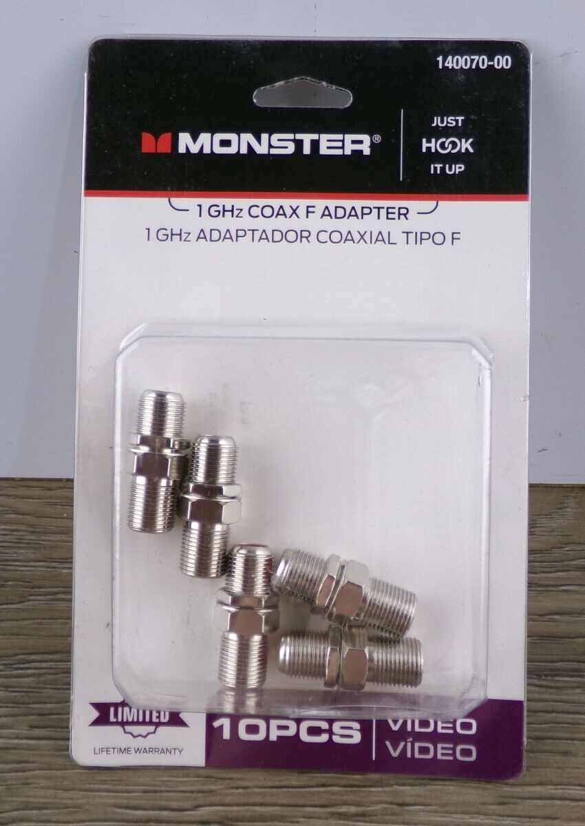 Monster Cable 140070-00 Just Hook It Up F-Connector F Coax Adapter 5 Pack A5