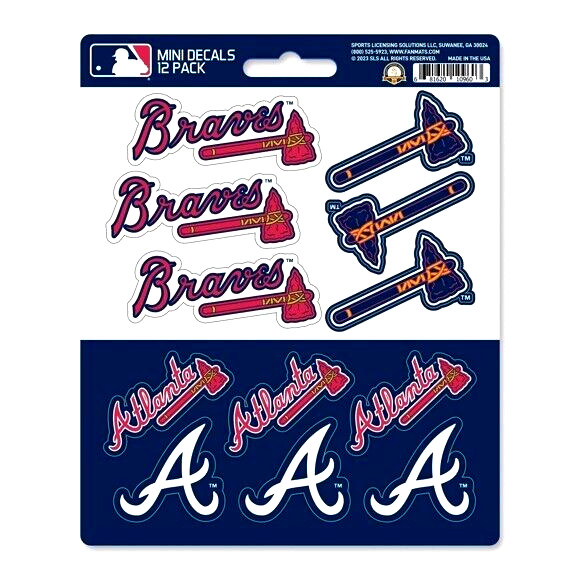 Atlanta Braves MLB Vinyl Die-Cut Sticker Set / Decal Sheet *Fanmats