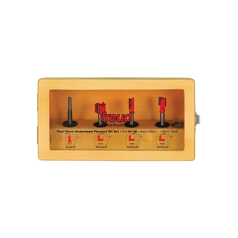 4 Piece Undersized Plywood Bit Set 1/4" Shank