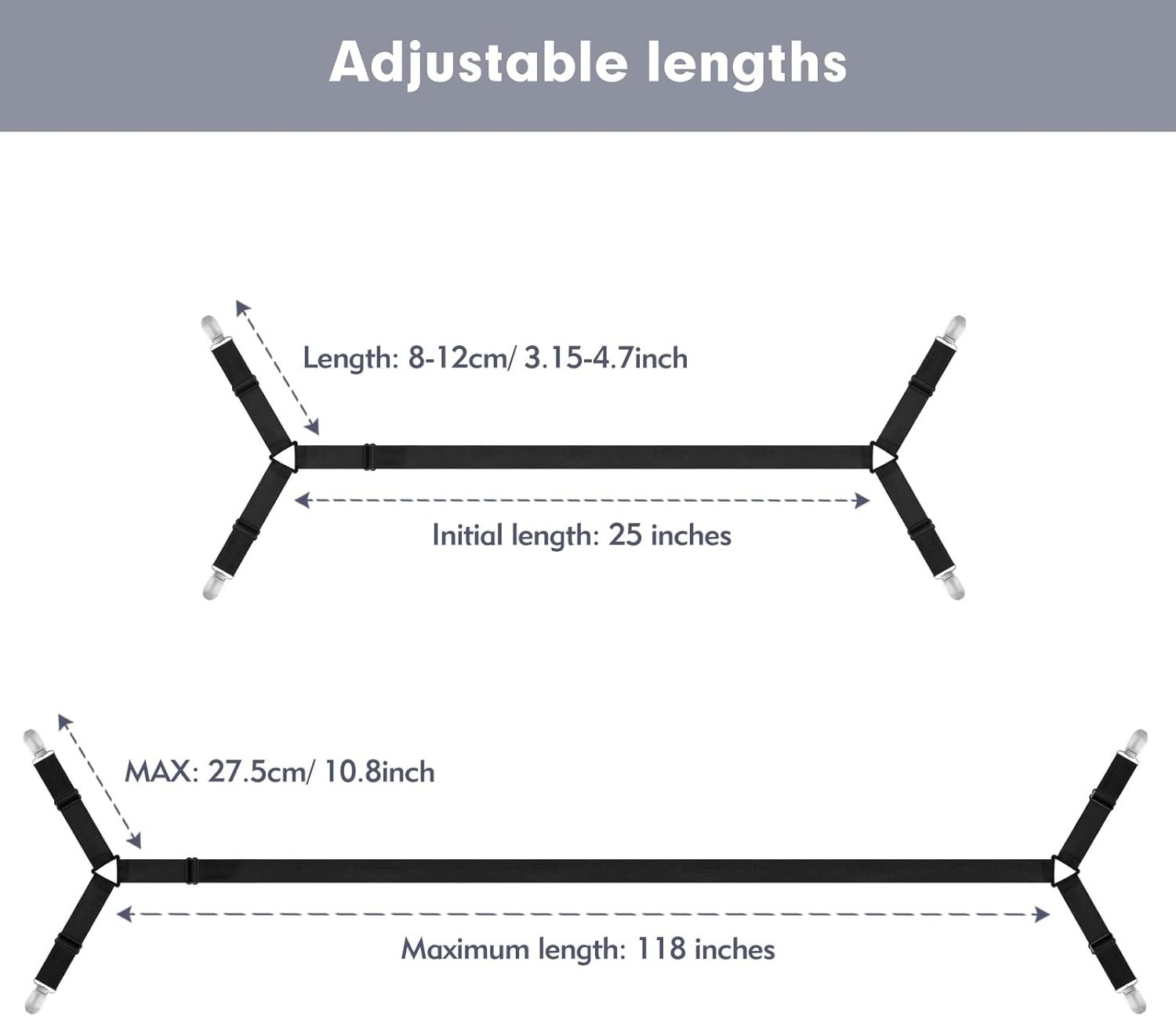 2/4 Pcs Bed Sheet Straps for Twin/Full/Queen/King Size, Adjustable Fitted Sheet