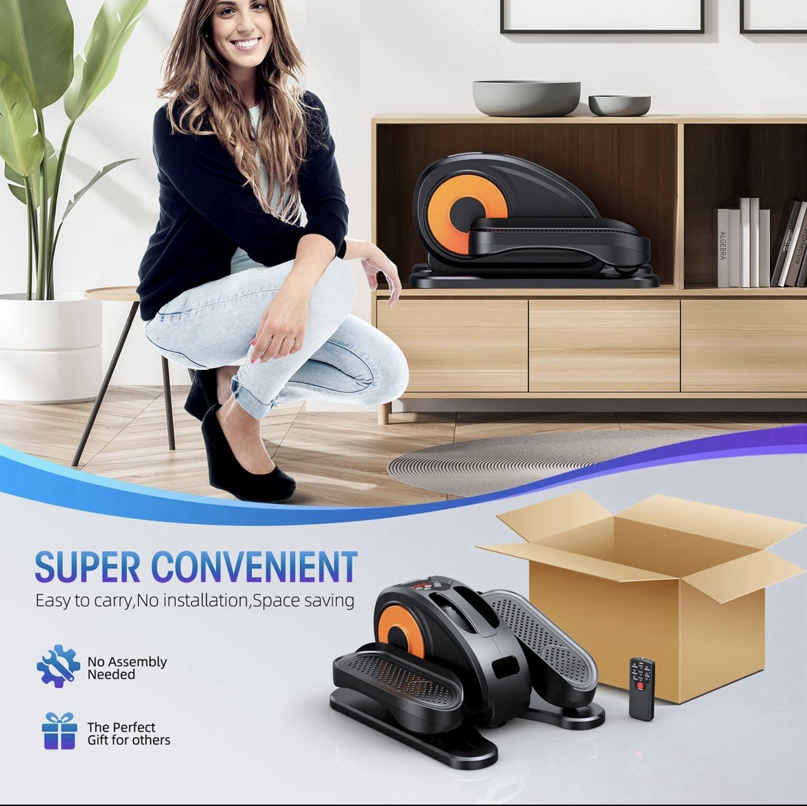 Under Desk Elliptical Machine Exerciser 12 Adjustable Settings, & Remote Control