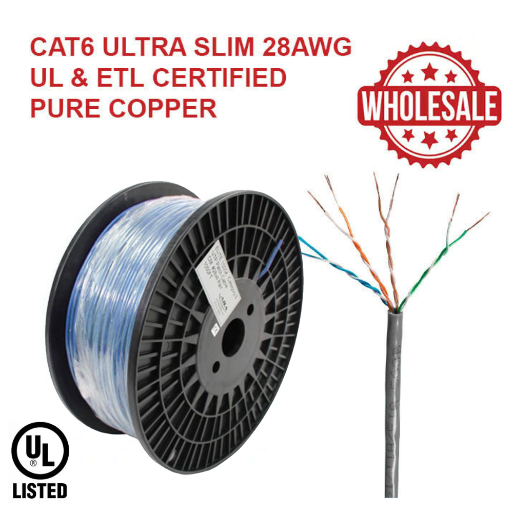Cat6 UTP CM 28AWG 4 Pair Stranded ETL Certified, UL Listed, Solid Pure Copper