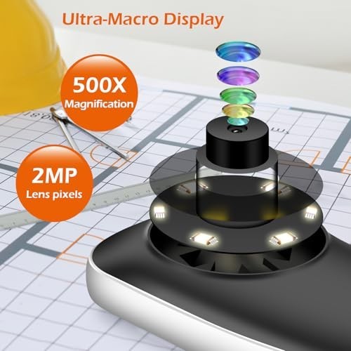 Digital Microscope Fixed Focus, 200x Mini Microscope Magnifier, Portable...