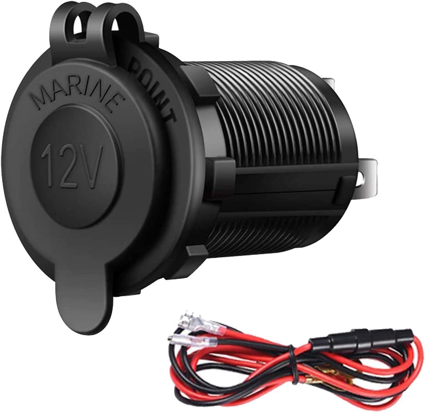Versatile 12V Waterproof Power Outlet Socket with Long Wire & Installation Kit