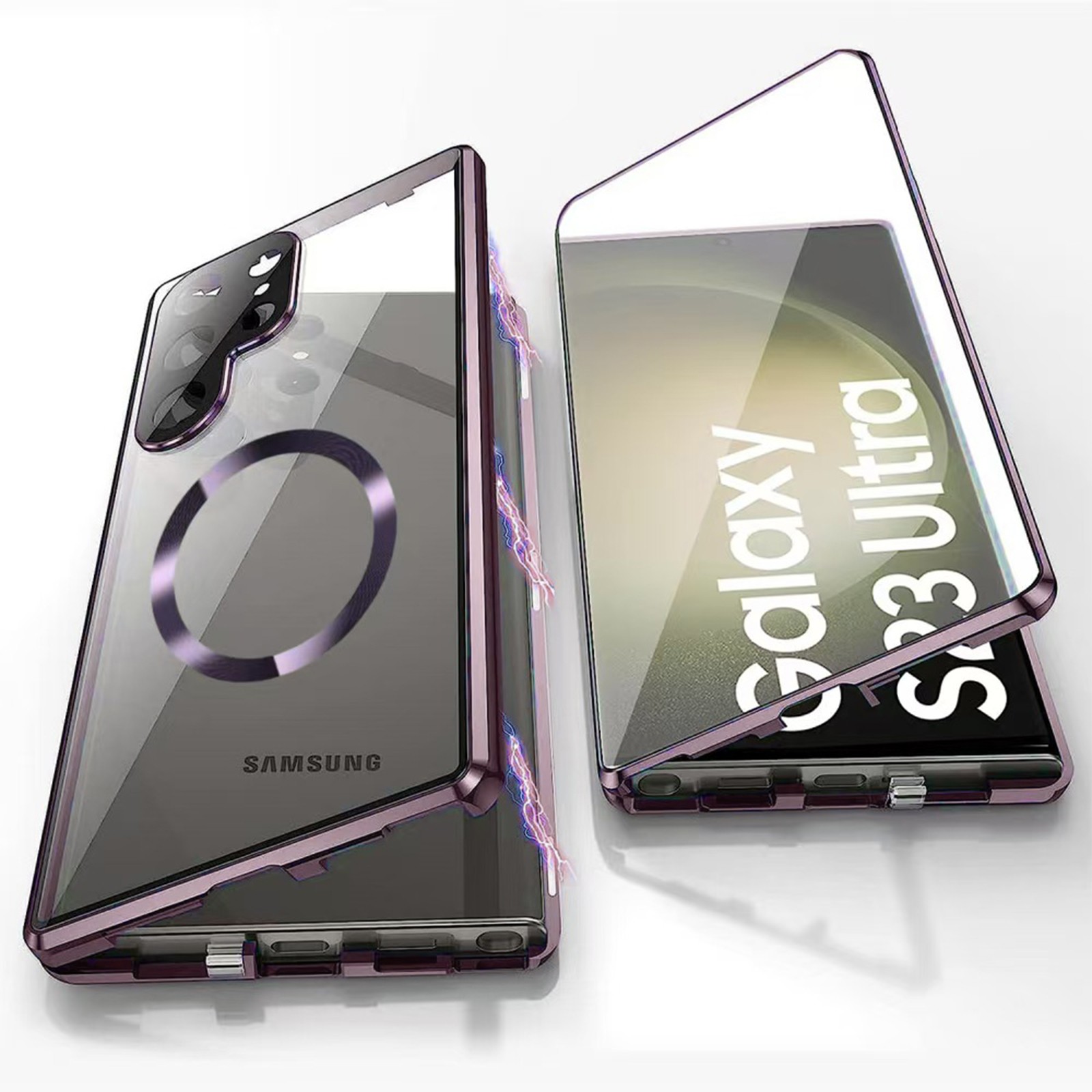 For GalaxyS25 Ultra S24 S23 S22 Magnetic Full Body Glass Screen Protector Case