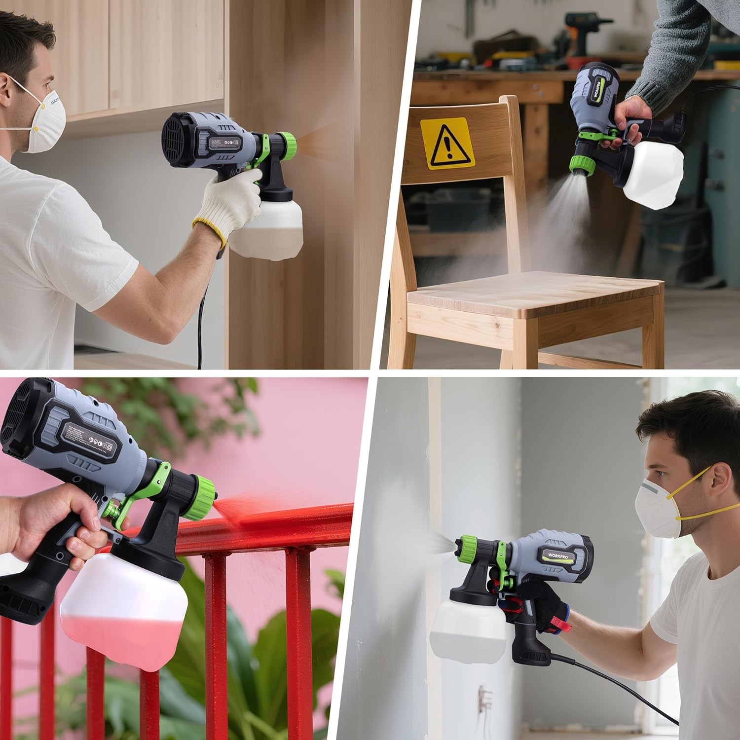 WORKPRO 600W HVLP Paint Sprayer Gun with 3 Spray Patterns & Adjustable Flow