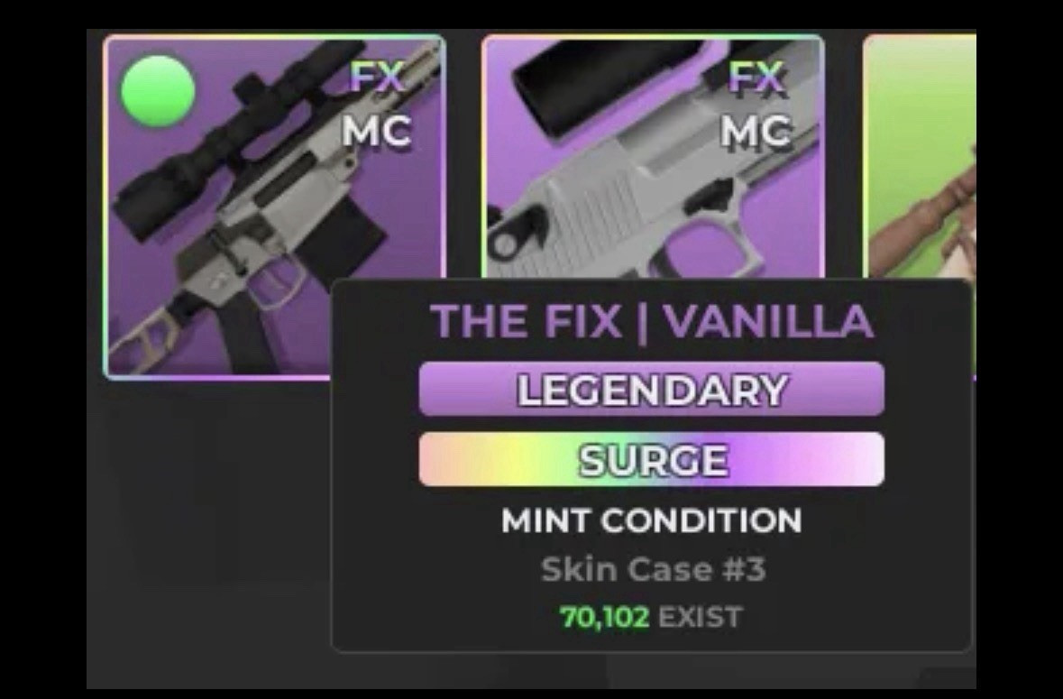 The Fix Game Item/Asset Vanilla Legendary Surge Mint Condition Skin Case #3
