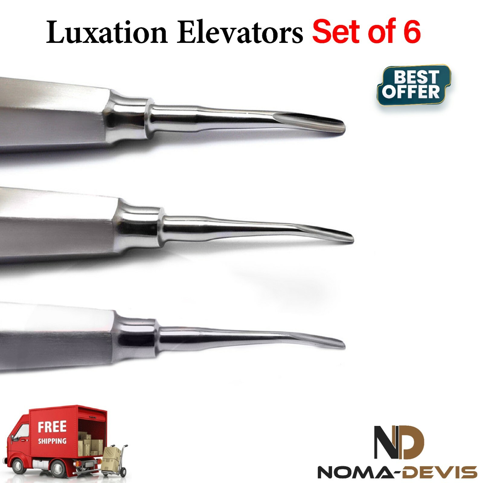 Luxation Elevators Set of 6 Root Tooth Extraction Loosening Extracting Beaden®