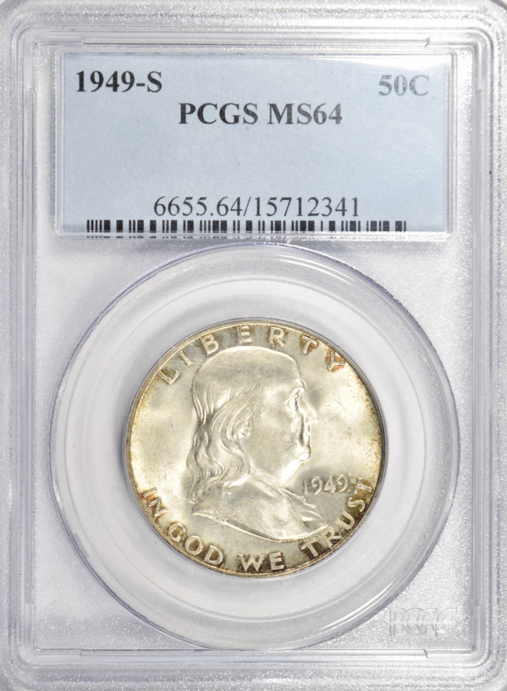 1949 S FRANKLIN HALF DOLLAR ~ PCGS MS64 ~ SUBTLE TONING!