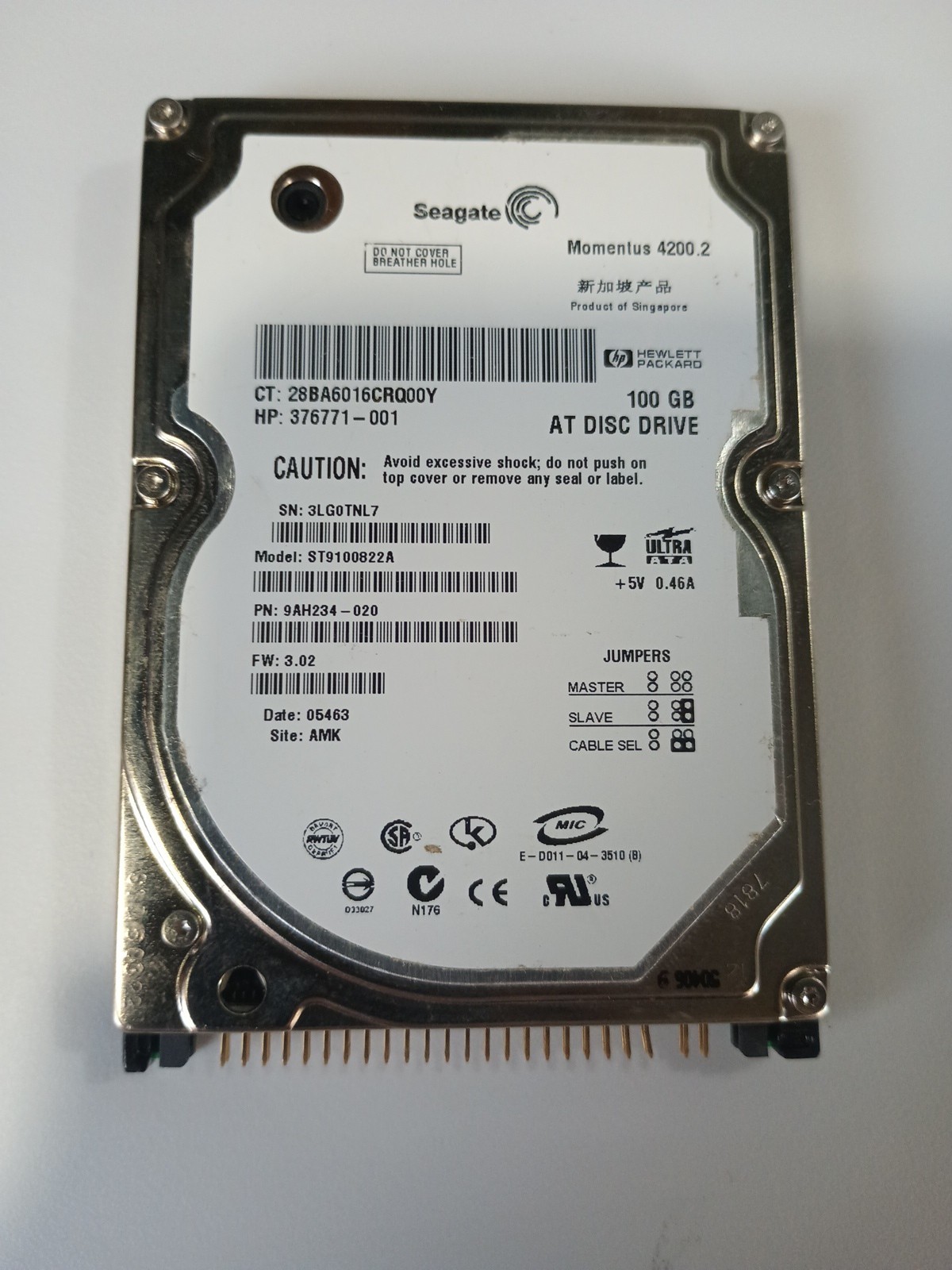 HARD DISK 100GB SEAGATE ST9100822A - PATA 2.5" ATA 100 GB IDE Momentus 4200.2