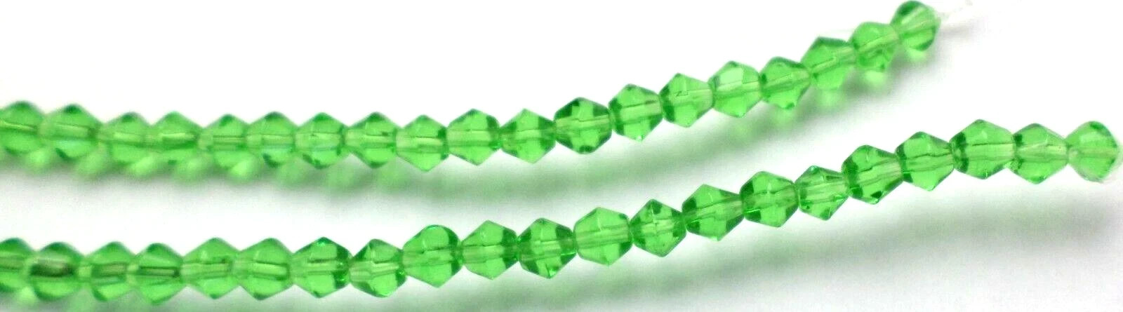 2 of 14" Strand 180 Vintage Czech 4mm Fire Polish Peridot Green Bicones Beads