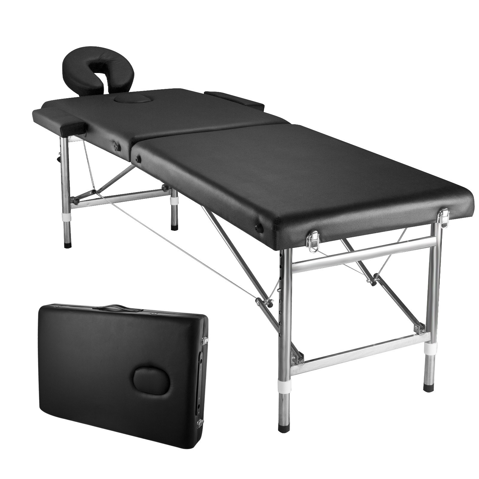 Aluminium Professional Massage Table Adjustable Portable Lashing Bed 2 Folding