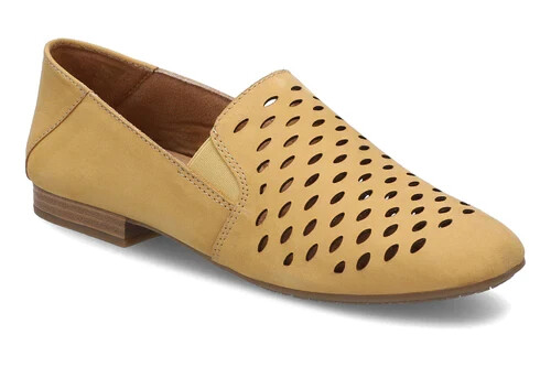 Earth Origins Rocco Women Perforated Suede Loafers Rocco Yellow Nubuck NIB US 9M