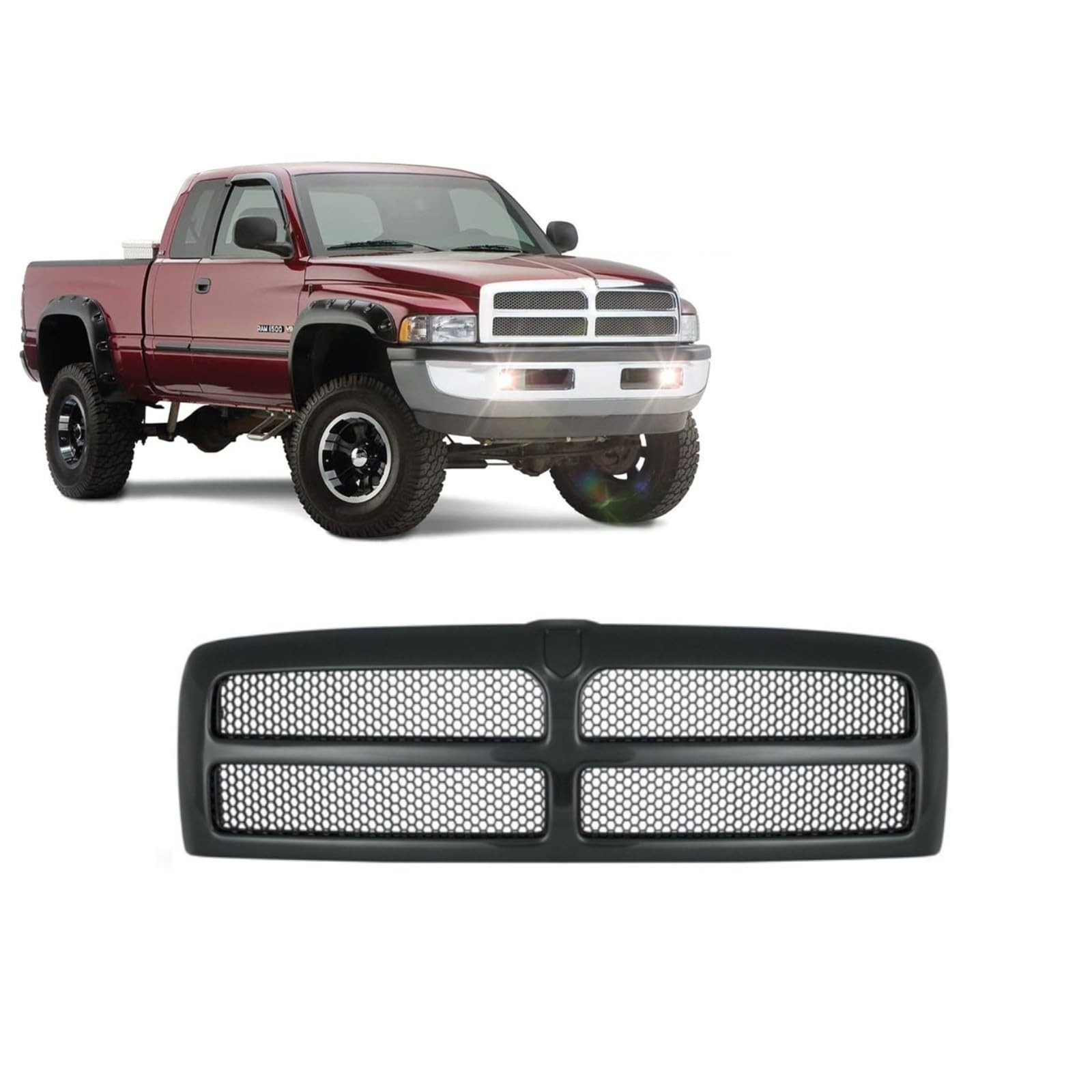 Front Grille With Honeycomb Mesh Insert (All Black) - Compatible Black