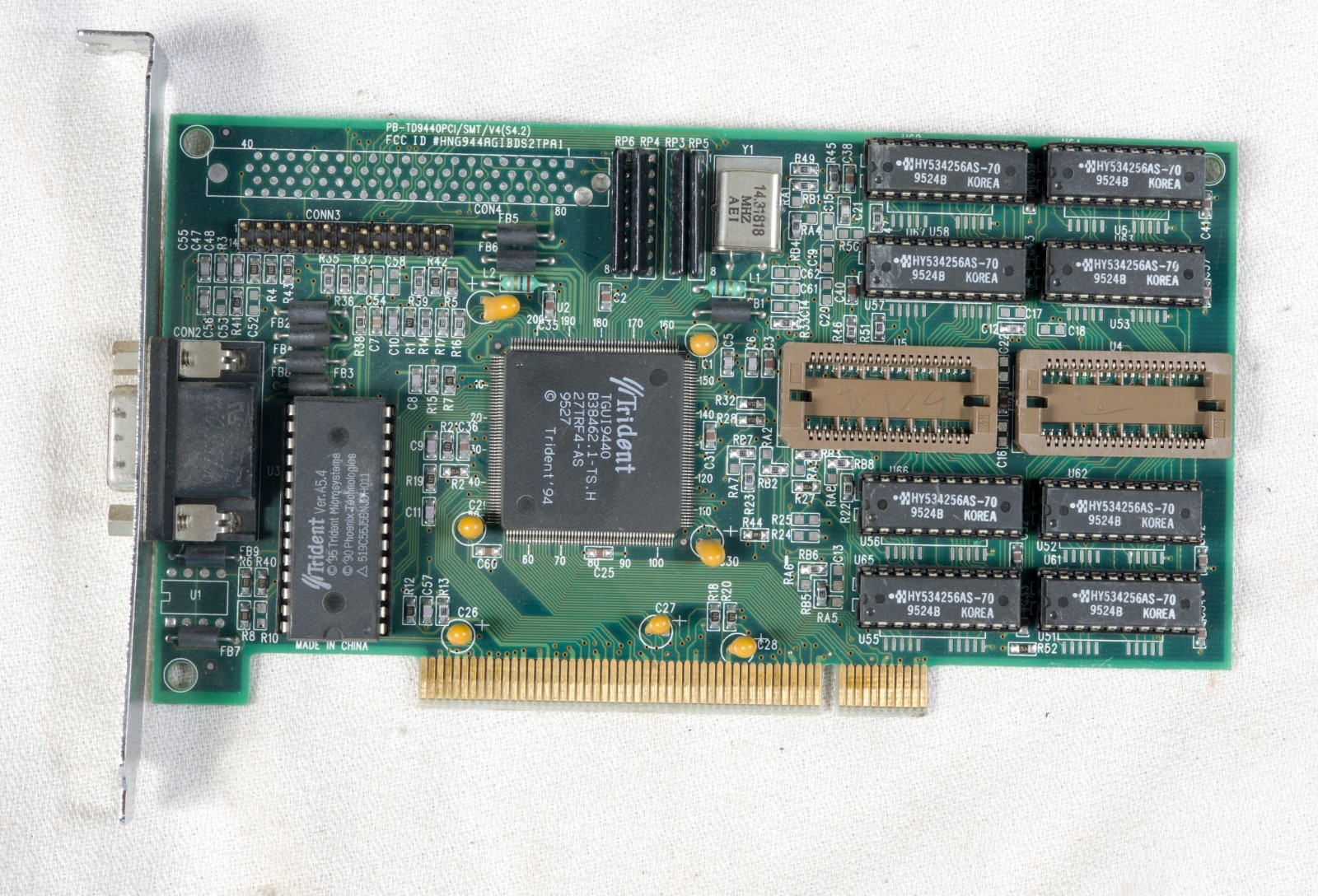 Vintage Trident TGUI9440 VGA card 32 bit PCI tested ISAB72