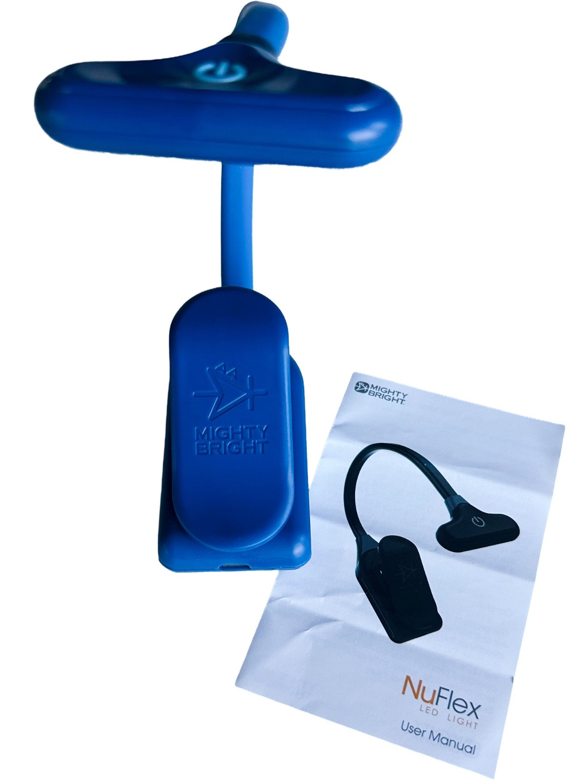 Mighty Bright NuFlex LED Clip On Reading Light Blue 35 Lumens Flexible Neck AAA