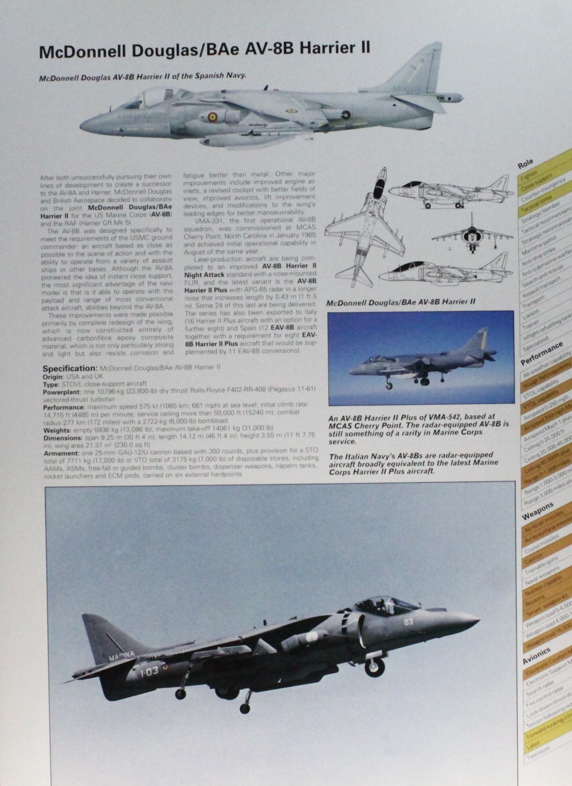 AV-8 AV 8 Harrier Jet Picture Aircraft Vintage Detail Sheet Wall Art Decor NOS