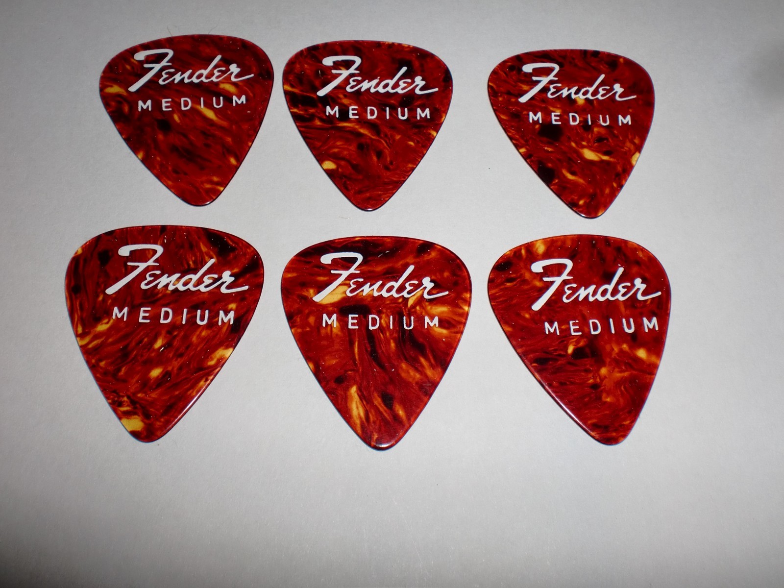 6 Vintage 1960s Pre-CBS Fender Guitar Picks Medium Celluloid New never Used look