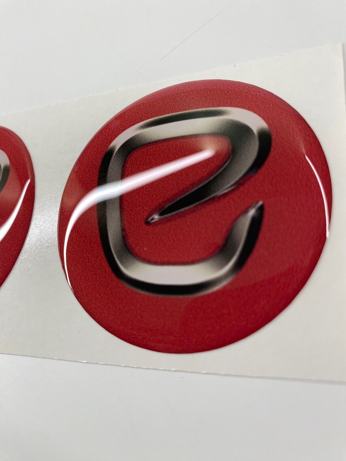 Elddis decal, Elddis caravan wheel centre 58mm decal, Red with logo print, x2