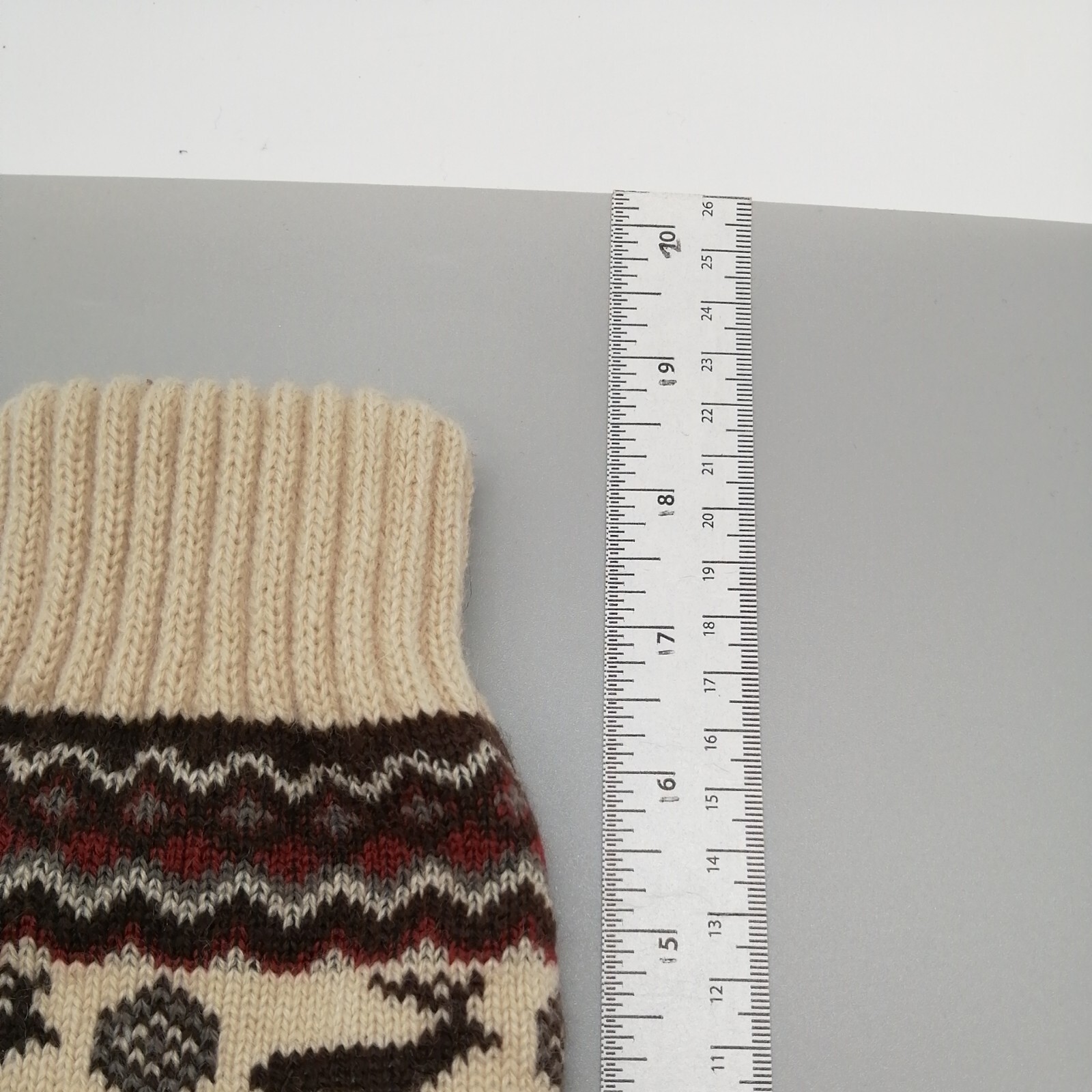 Womens Pull On Mid Calf Slipper Multicolor Tan Knit Cuff Top Suede Outsole 9-10