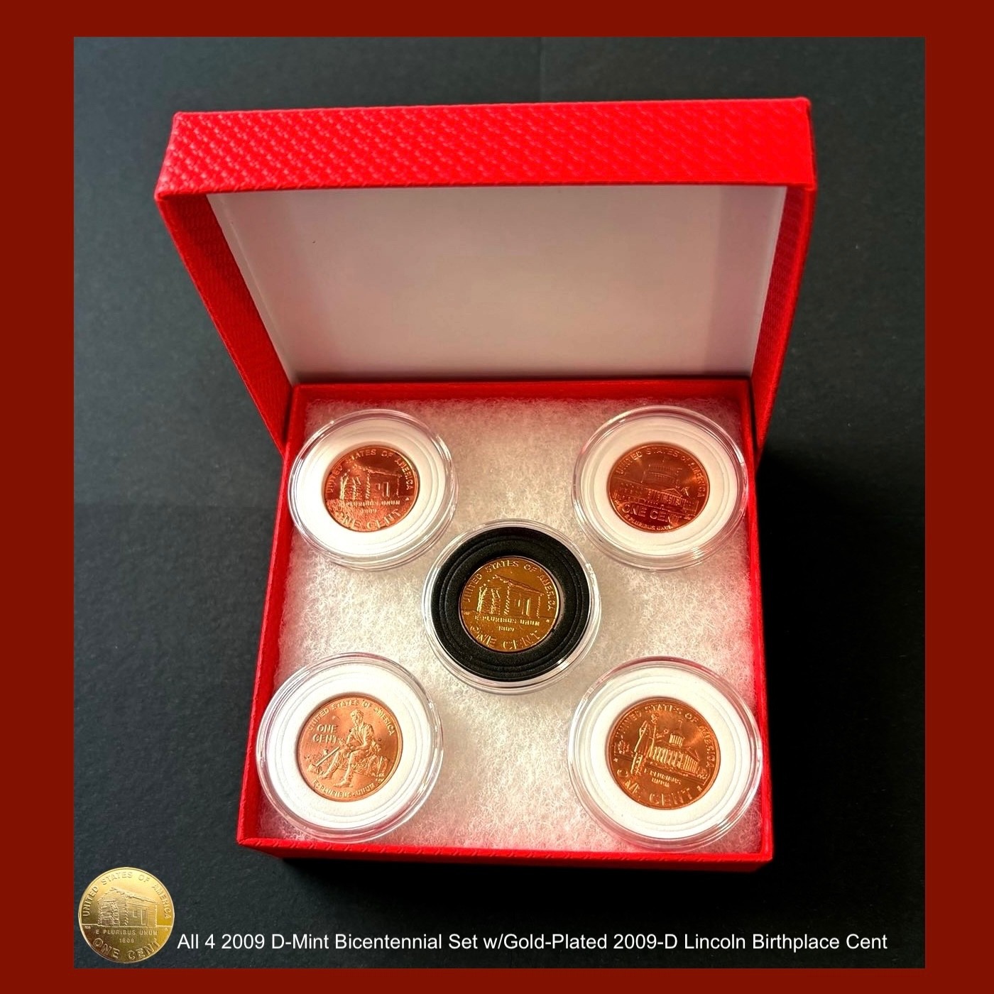 2009-D SET w/Gold-Plated Lincoln Birthplace Cent - in Capsule & Deluxe Gift Box