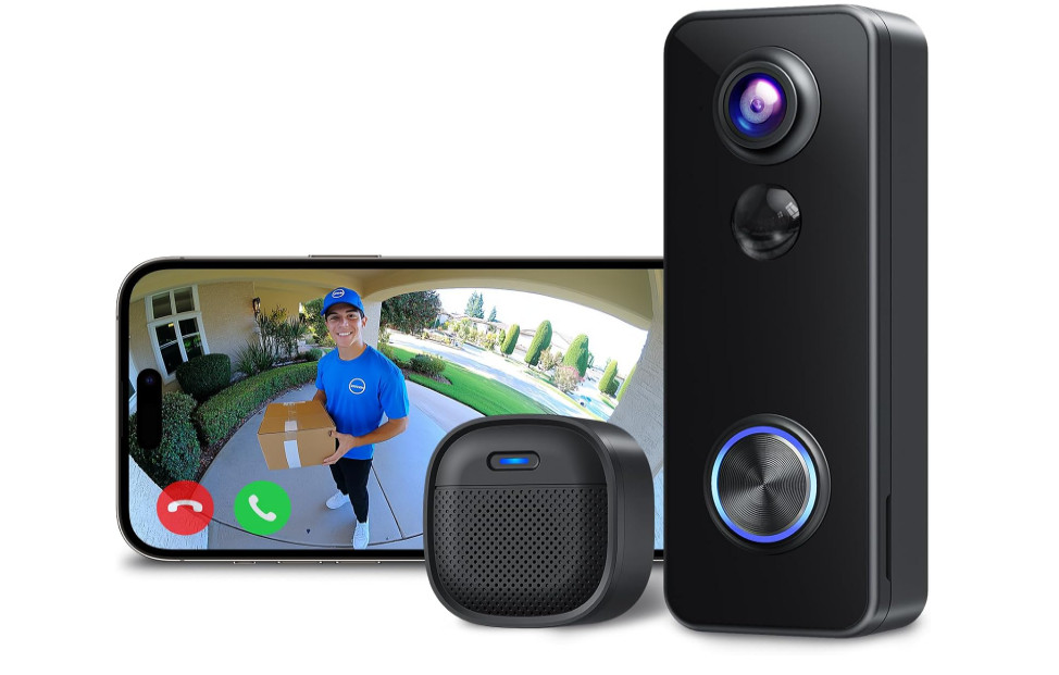 Timbre inalámbrico 180° con video HD, audio bidireccional y detección humana. Nu