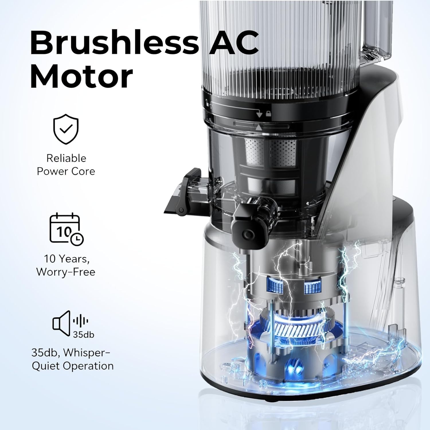 High-Performance Cold Press Juicer with Auto-Reversing & Dishwasher Safe Design