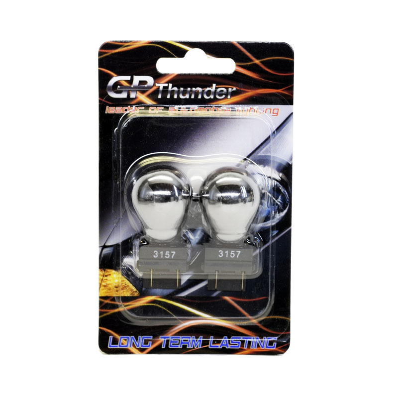 GP Thunder 3157 3057 4157 Chrome Silver T25 Light Bulbs Red 2pcs
