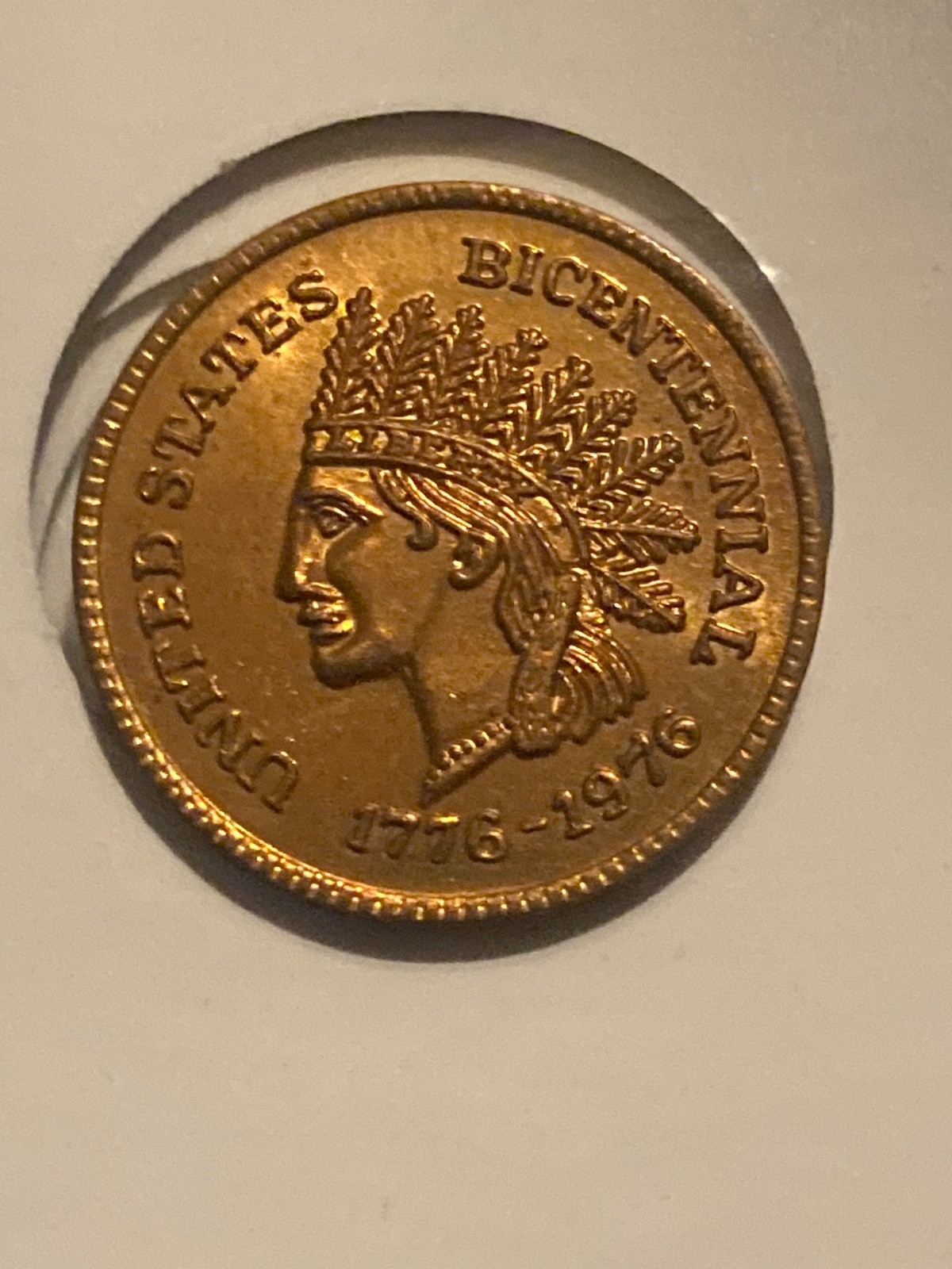 1776 -1976 Bicentennial Indian General Cornwallis 20 MM Copper