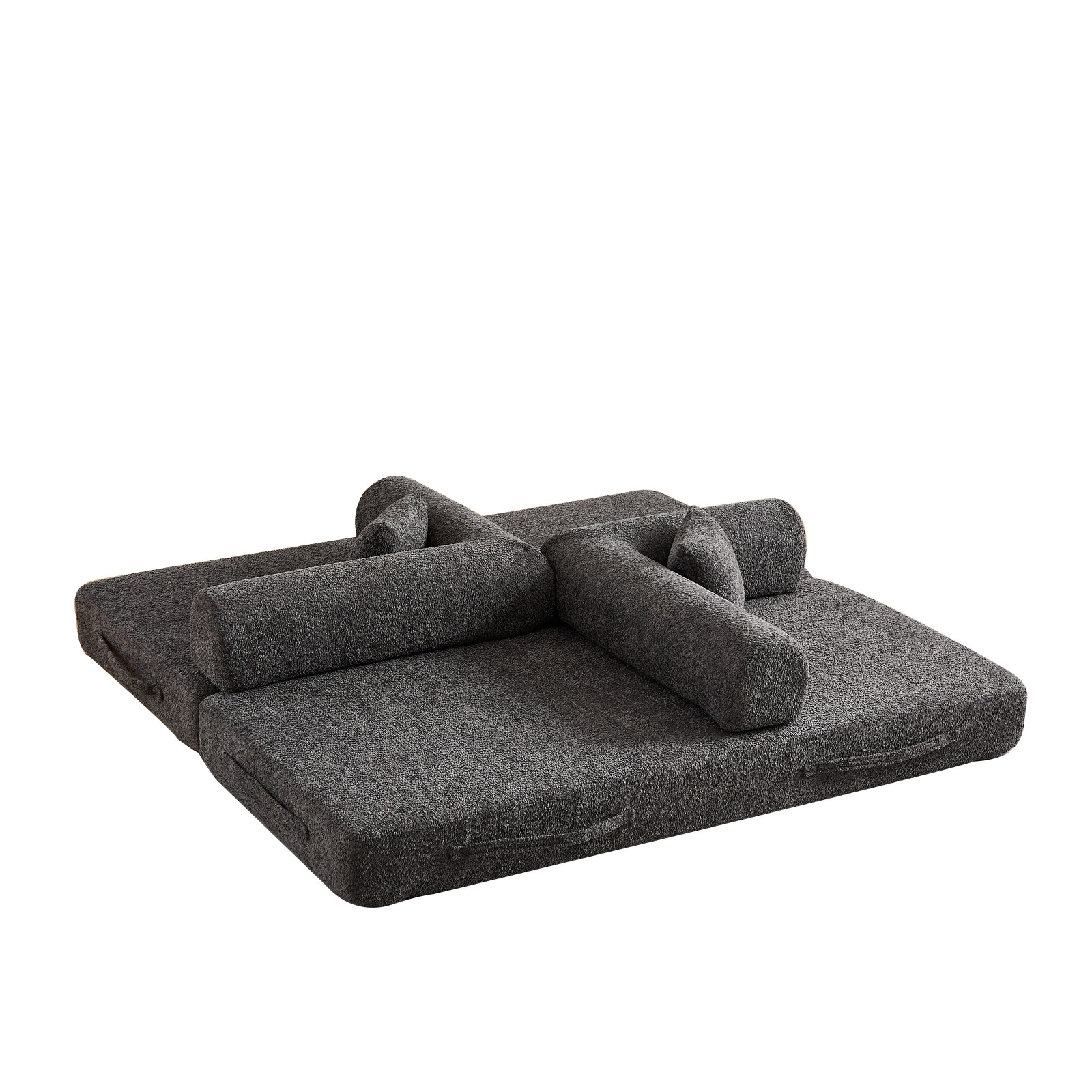 78.7" Convertible Sleeper Sofa Bed w/Cylindrical Pillow, Folding Sofa Bed Grey