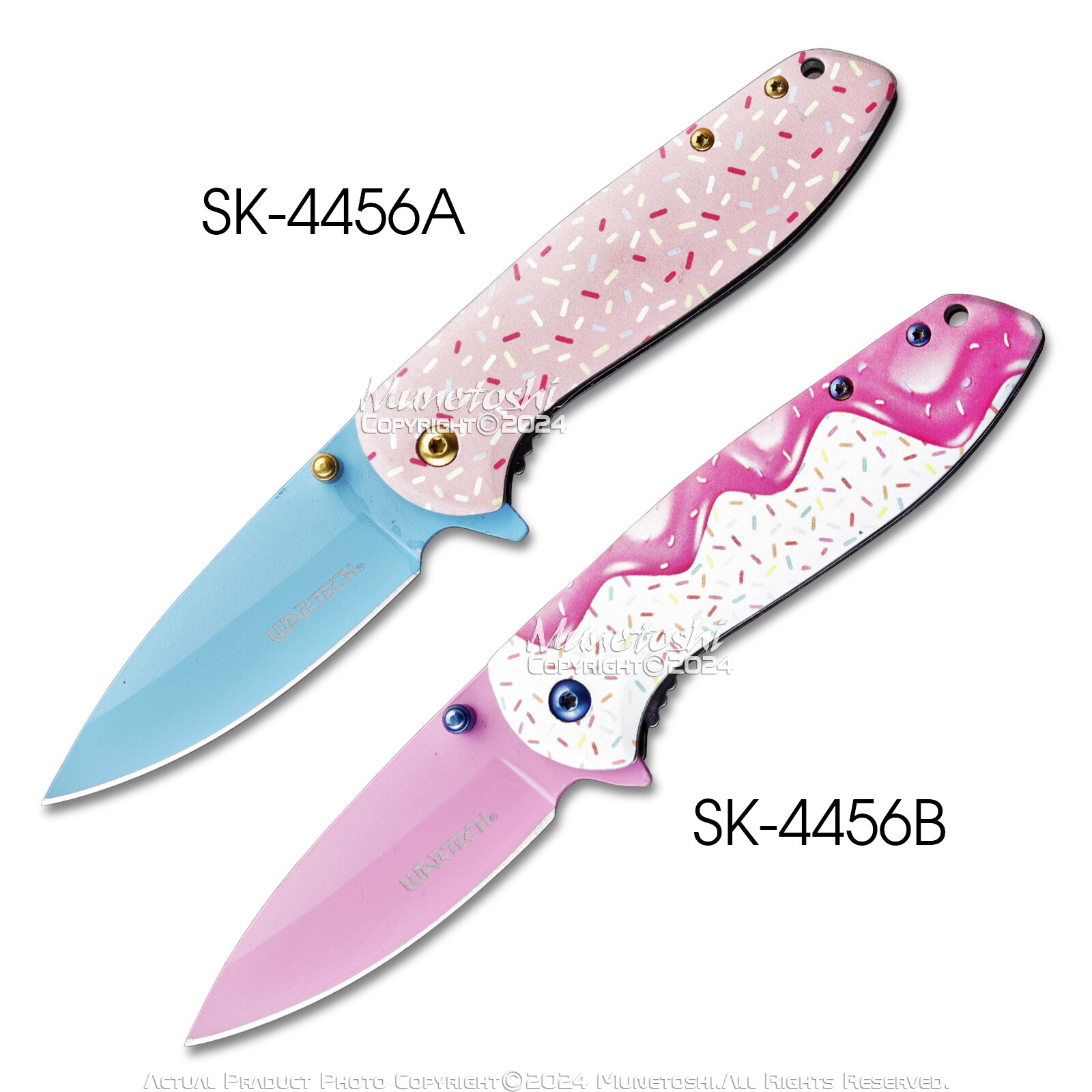 7.5” Donut Sprinkle Folding Pocket Knife Spring Assisted Blade Steel Pink Purple