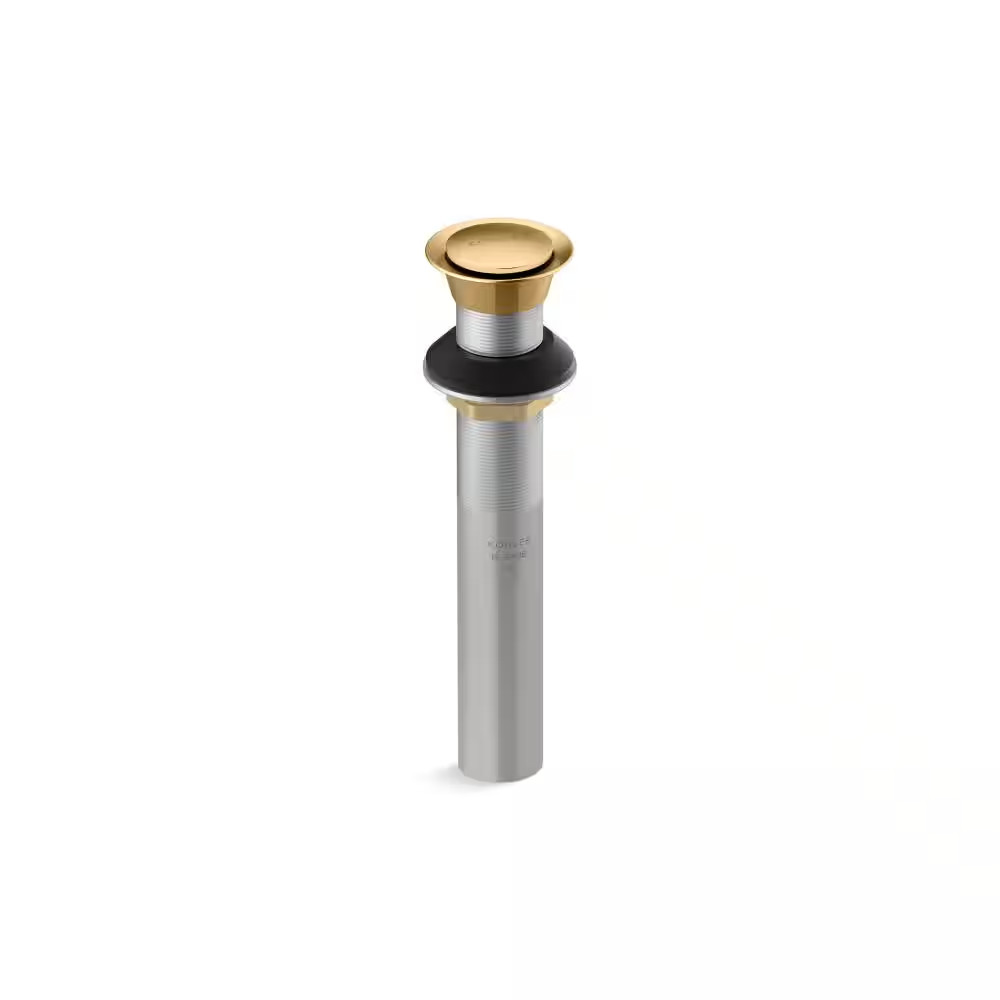 Clicker Drain without Overflow in Vibrant Brushed Moderne Brass