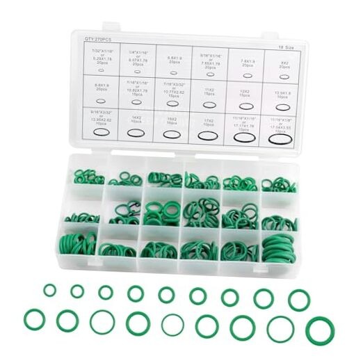 270PCS 18 Sizes AC O Ring Kit,Oil Resistant Car Rubber O Ring Assortment Kit